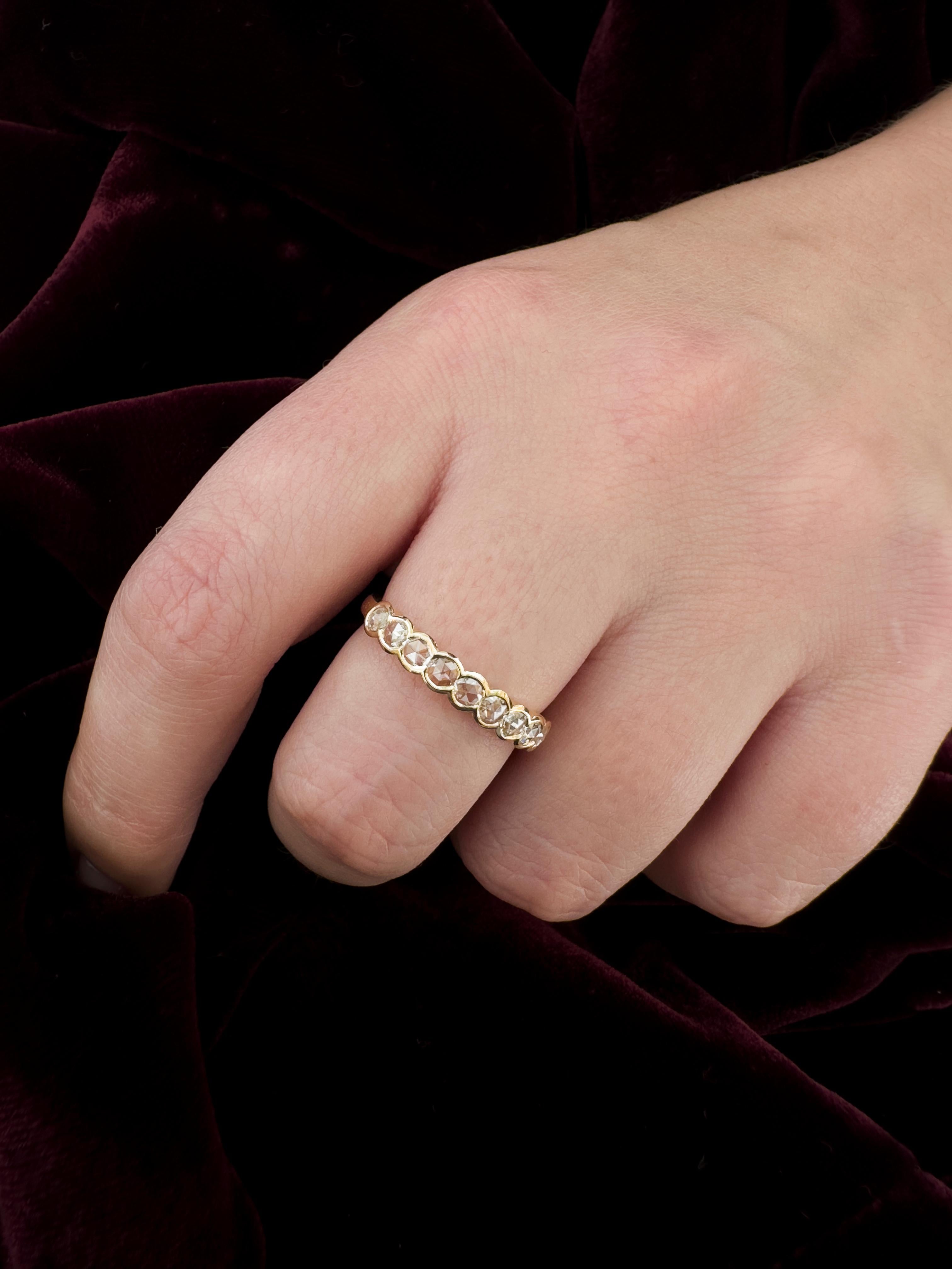 This lovely ring featuring stunning rose cut diamonds is the perfect, understated elegant ring to wear everyday. Part of Aril Jewels' Elizabeth collection, this ring was inspired by the gorgeous gems seen in the Elizabethan jewellery of the
