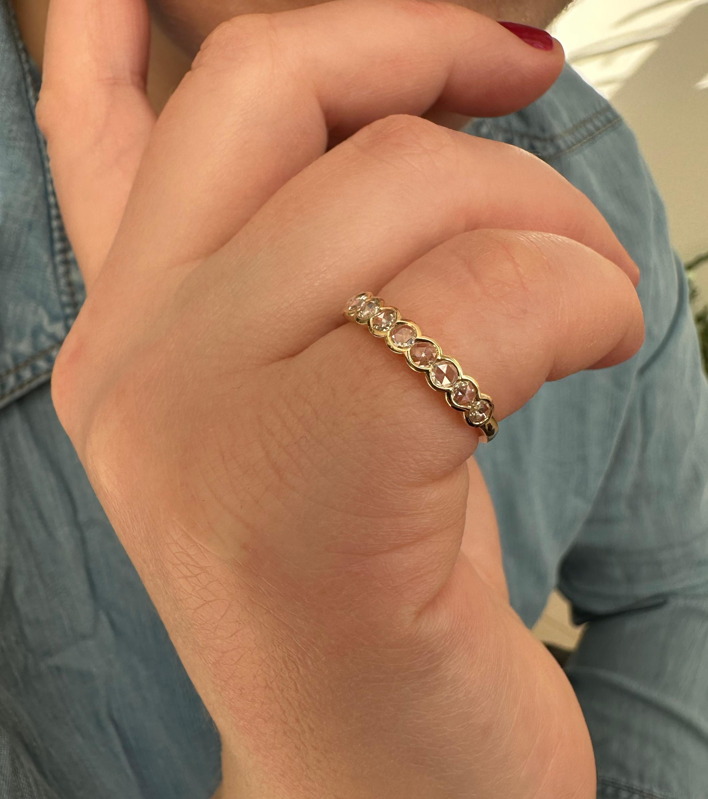 Tudor 0.31 Carat Diamond Rose Cut Yellow Gold Eternity Ring  For Sale
