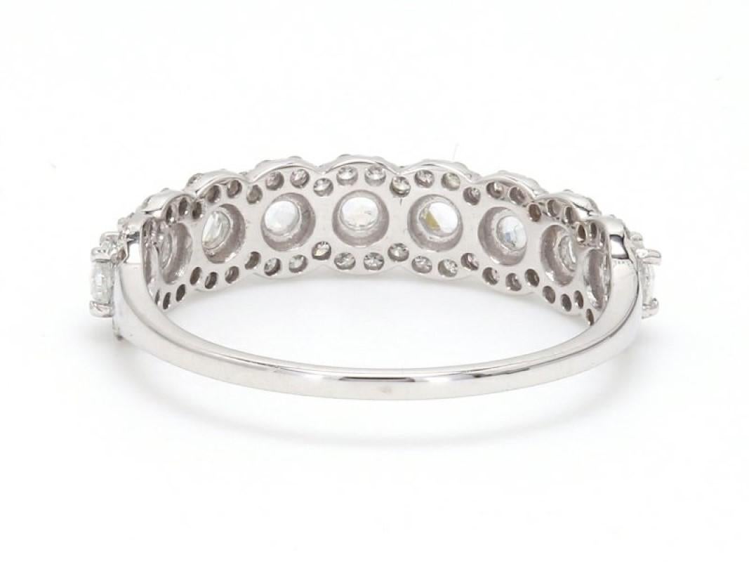 Contemporary Rose Cut Diamond Halo 18 Karat White Gold Wedding Ring For Sale