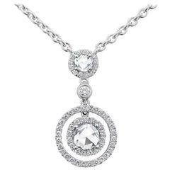 Roman Malakov, collier pendentif double halo de diamants de taille mixte de 1,09 carat au total