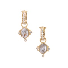 Rose Cut Diamond Hexagon Drop Earrings in 22 Karat Gold