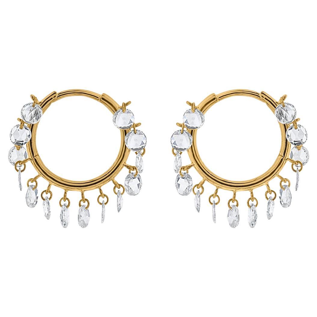 Vera Belleza's Rose cut diamond hoops 18k gold in white gold