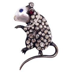 Rose Cut Diamond Mouse Brooch