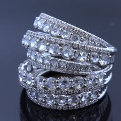 Rose-cut Diamond Multi-Layer 18K White Gold Wrap Ring