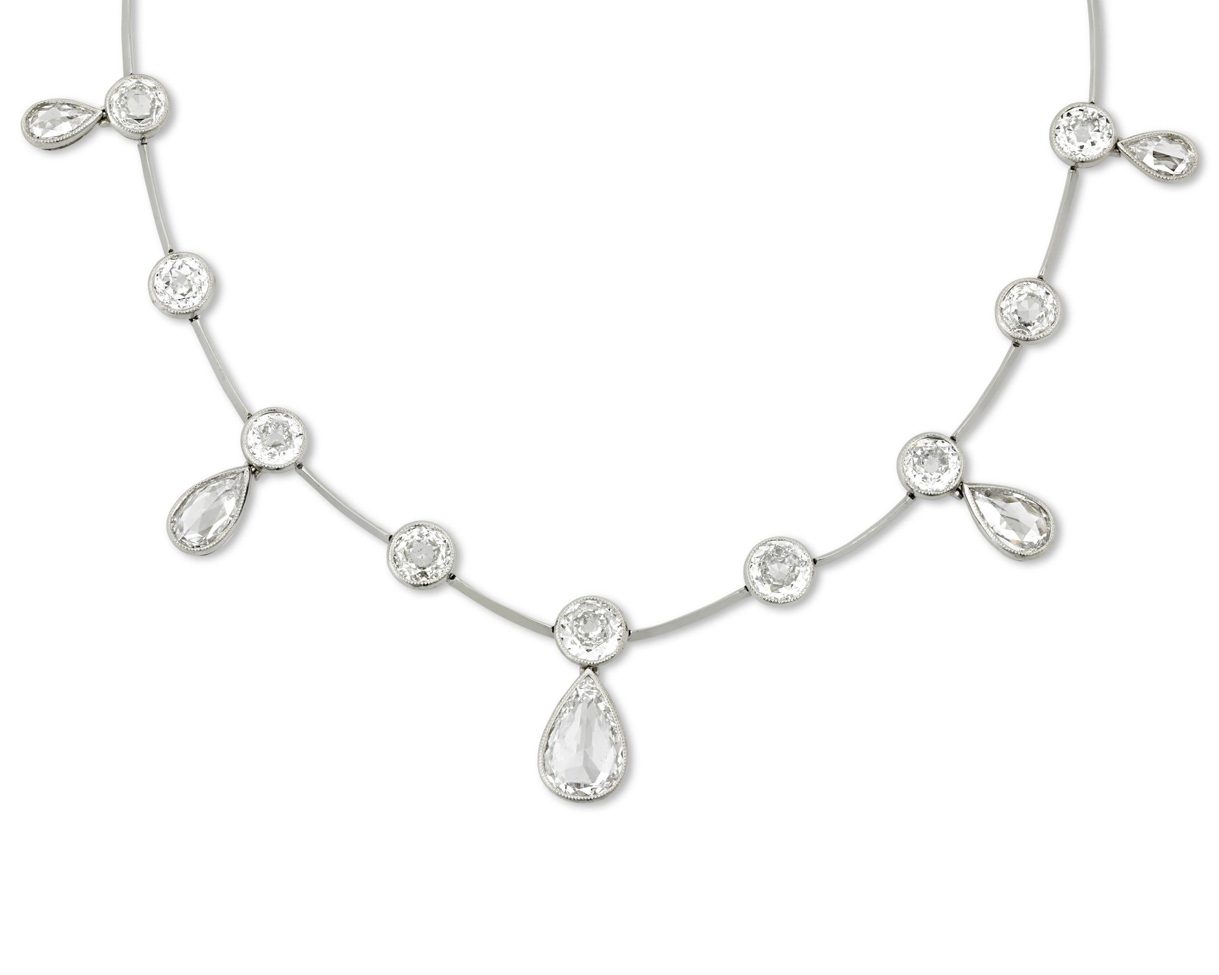 Modern Rose-Cut Diamond Necklace, 14.73 Carats For Sale