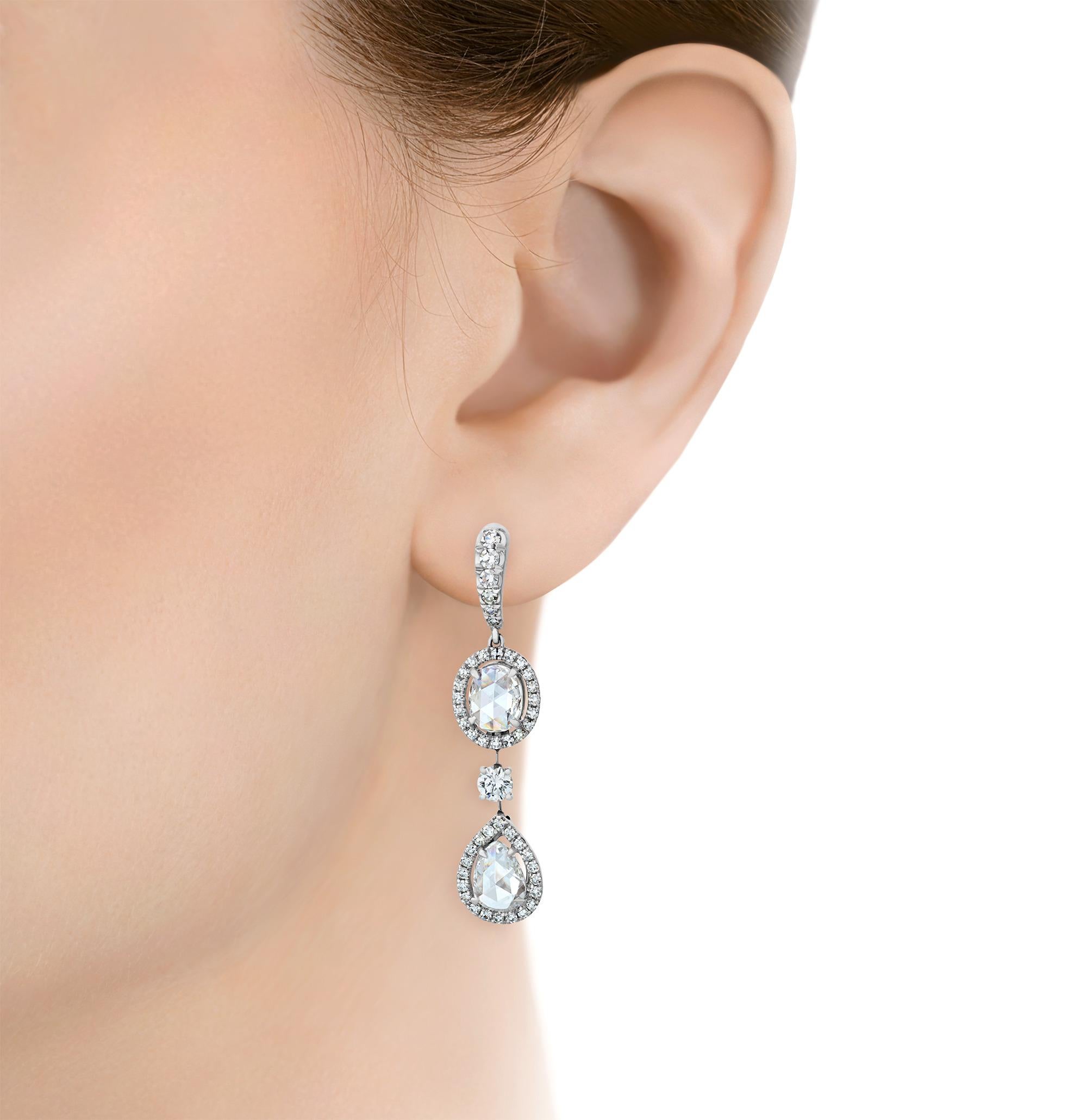 Diamant-Halskette und -Ohrringe im Rosenschliff, 61,28 Karat im Zustand „Hervorragend“ im Angebot in New Orleans, LA