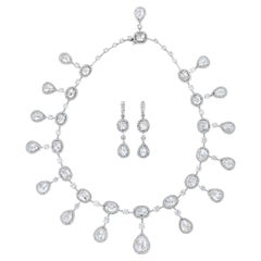 Rose Cut Diamond Necklace And Earrings, 61.28 Carats