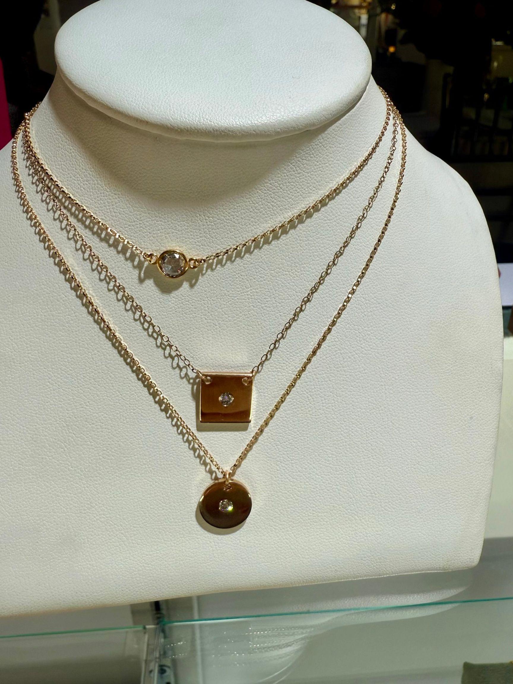 Modern Rose Cut Diamond Necklace