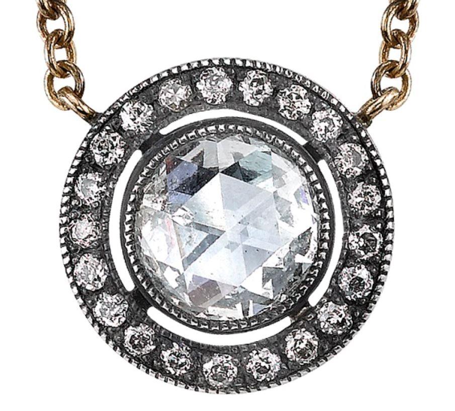Handgefertigte Kendall-Diamant-Halskette im Rosenschliff von Single Stone im Zustand „Neu“ im Angebot in Los Angeles, CA