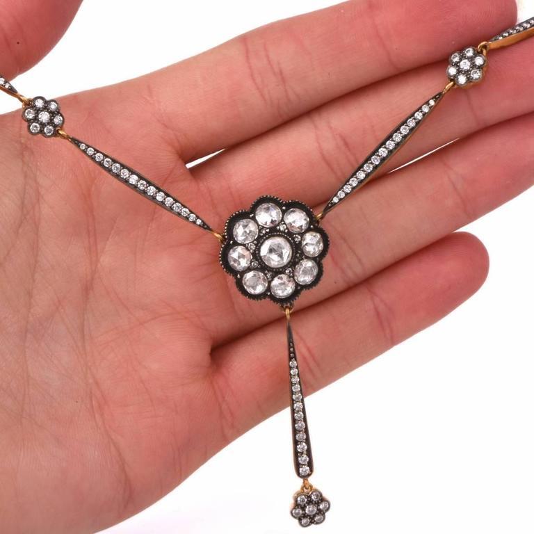 Women's Rose-Cut Diamond Necklace Gold Pendant Necklace