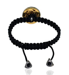 Rose Cut Diamond Pave Disc Macrame Bracelet In 18k Gold & Silver