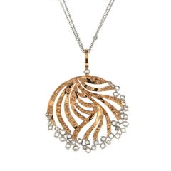 Collier pendentif en or rose 18 carats avec diamants taille rose