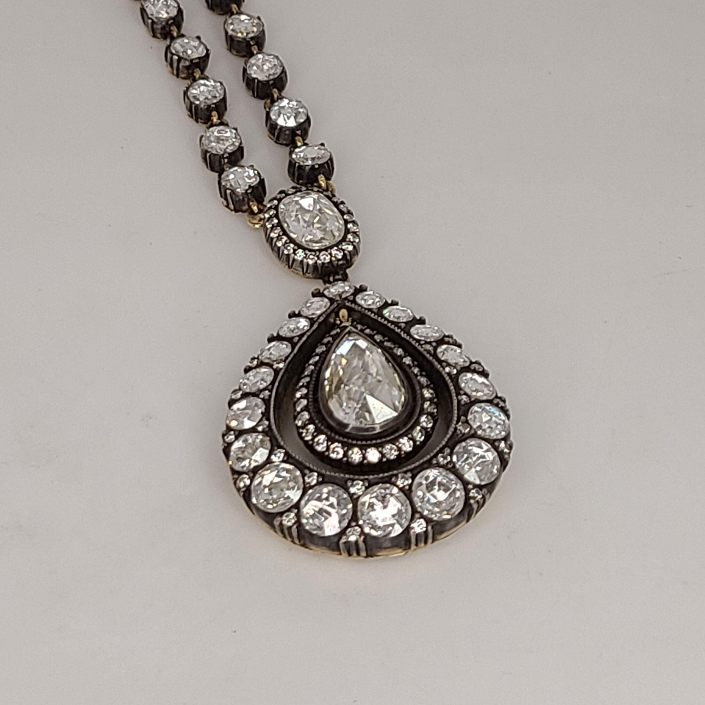 Rose Cut Rose-Cut Diamond Pendant Necklace For Sale