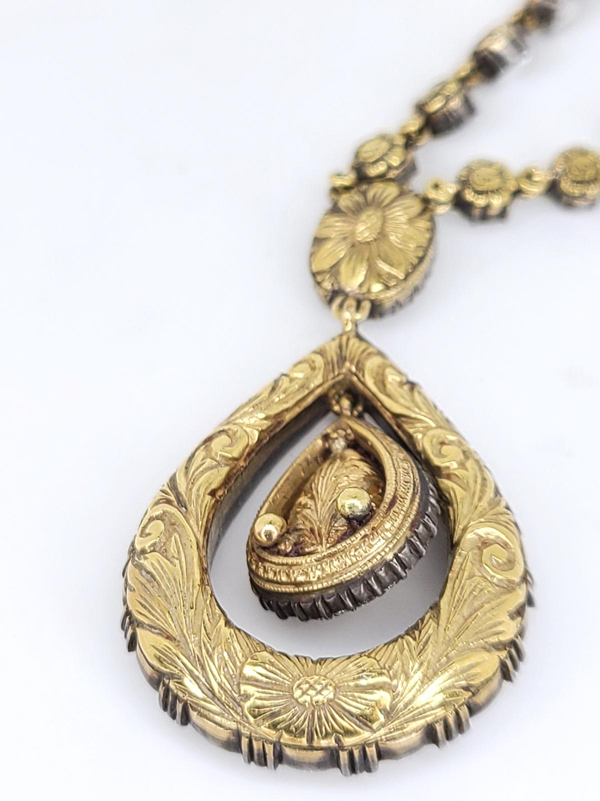 Women's Rose-Cut Diamond Pendant Necklace For Sale