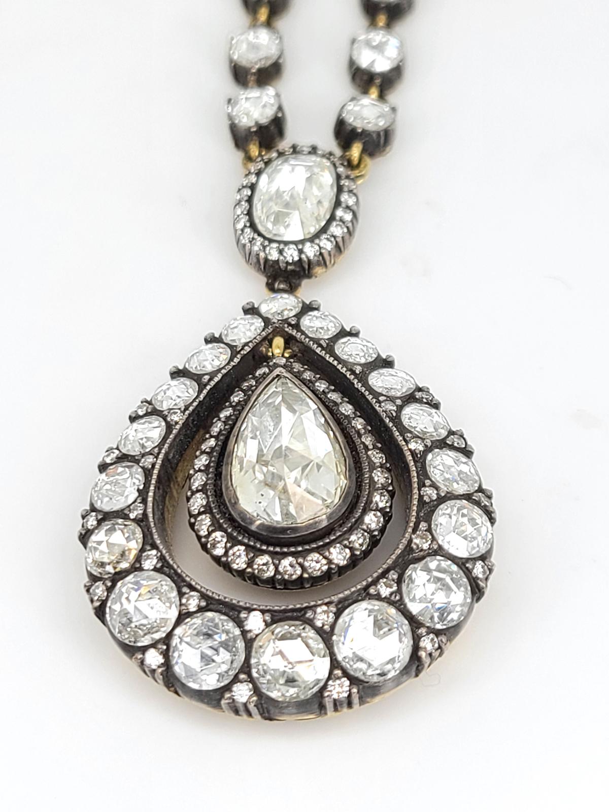 Rose-Cut Diamond Pendant Necklace For Sale 1