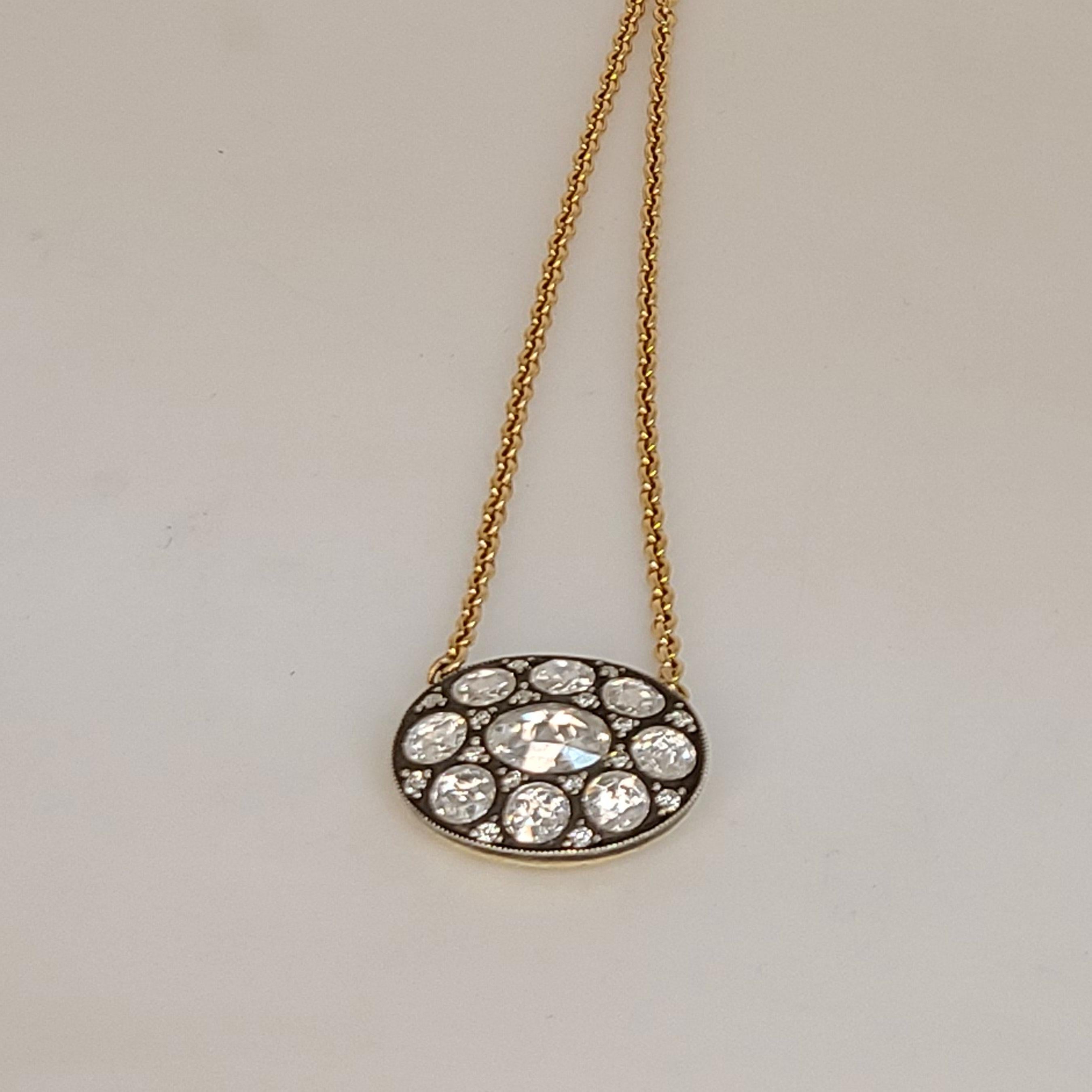 Artisan Rose-Cut Diamond Necklace For Sale