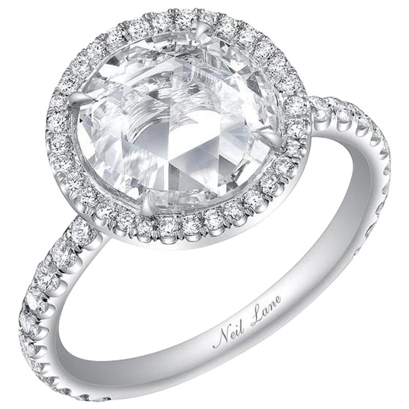 Neil Lane Couture Rose-Cut Diamond, Platinum Ring For Sale