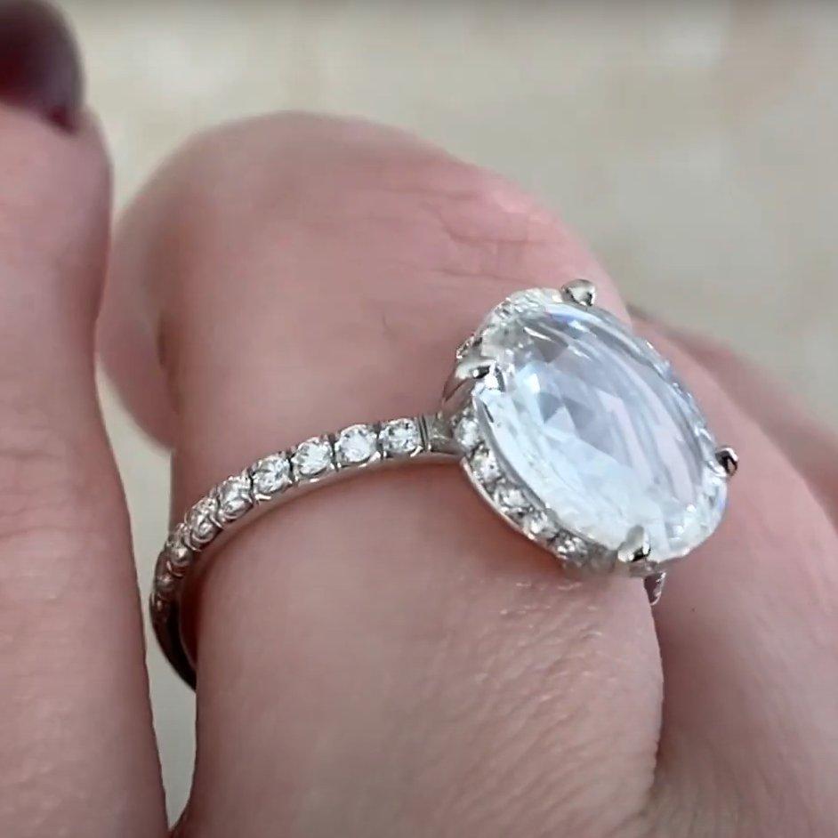 Taille rose Bague à griffes en platine avec diamants taille rose (environ 2,50 carats, certifiés GIA), couleur I, VVS2 en vente