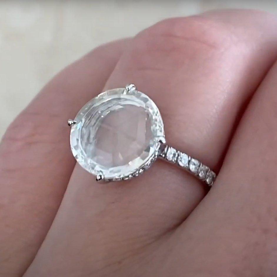 Bague à griffes en platine avec diamants taille rose (environ 2,50 carats, certifiés GIA), couleur I, VVS2 Pour femmes en vente