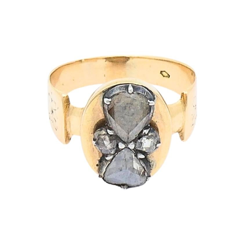 Rose Cut Diamond Ring 14k Gold Vintage Jewelry For Sale 1