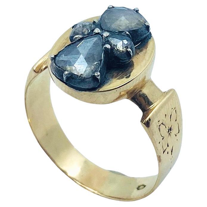 Rose Cut Diamond Ring 14k Gold Vintage Jewelry
