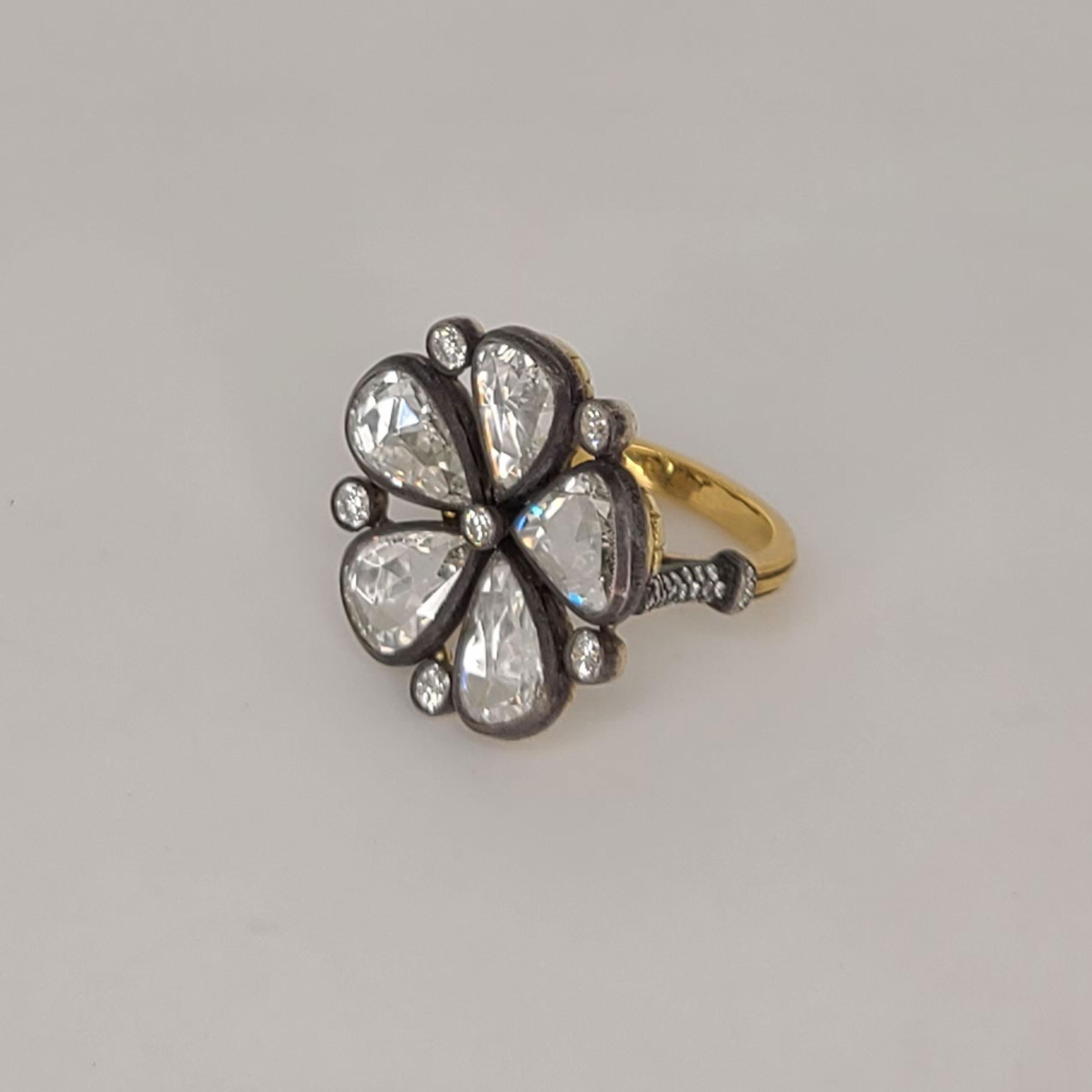 Rose Cut Rose-Cut Diamond Ring, Flower For Sale
