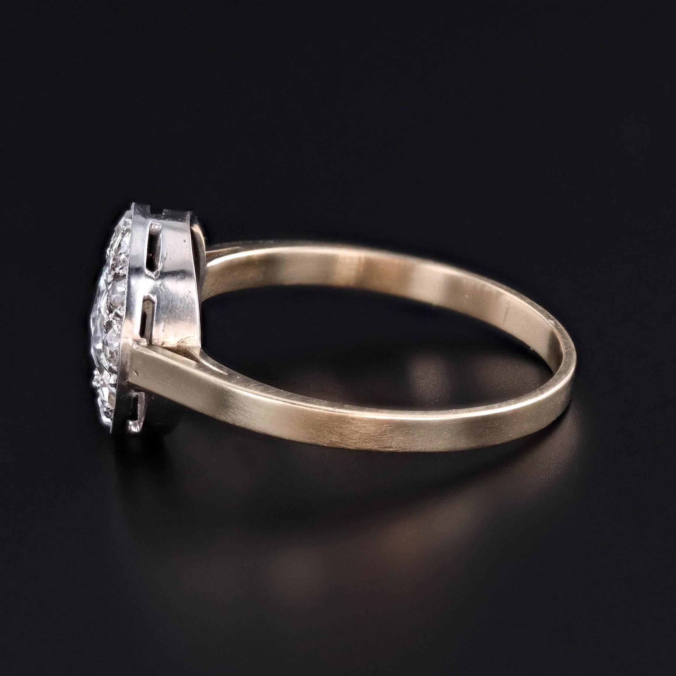 Diamantring mit Rosenschliff aus 14k Gold und Platin im Zustand „Gut“ im Angebot in Lewisburg, PA