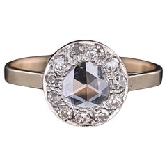 Rose Cut Diamond Ring of 14k Gold and Platinum