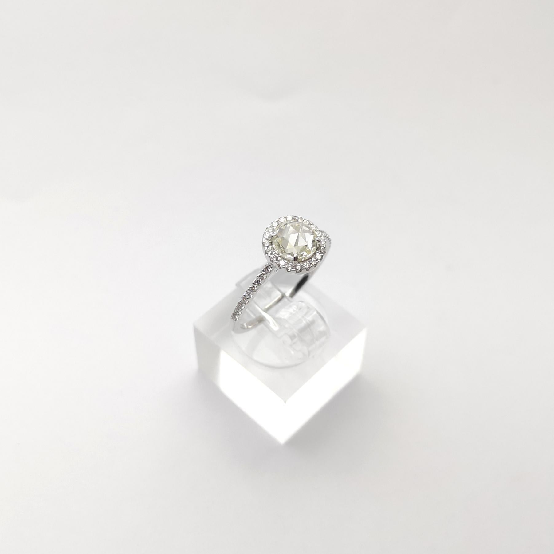 Bague en or blanc 18 carats sertie de diamants taillés en rose en vente 4