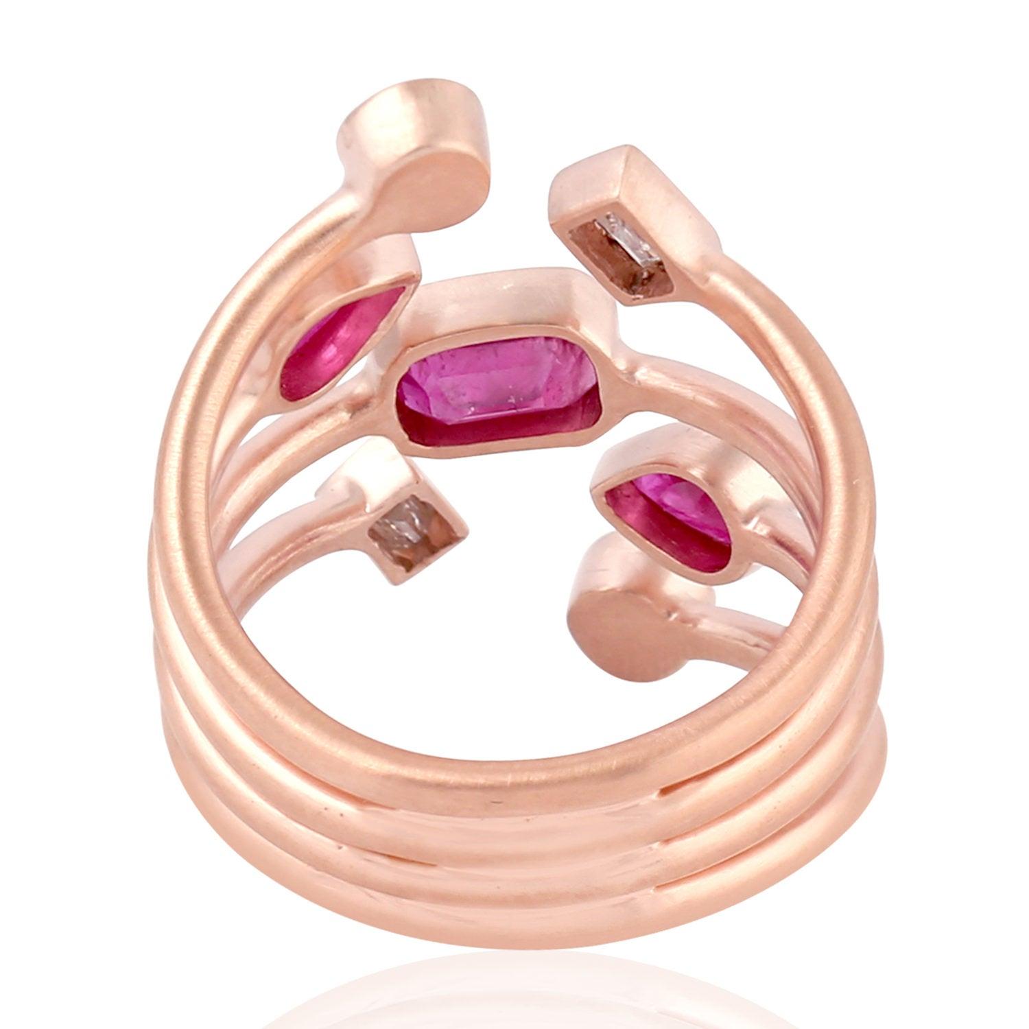 in vendita:  Anello aperto con diamante taglio rosa e rubino in oro 18 carati 3