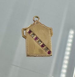 Rose Cut Diamond Ruby Locket Anhänger Halskette viktorianischen 14 Karat Gold antik