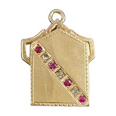 Rose Cut Diamond Ruby Locket Anhänger Halskette viktorianischen 14 Karat Gold antik