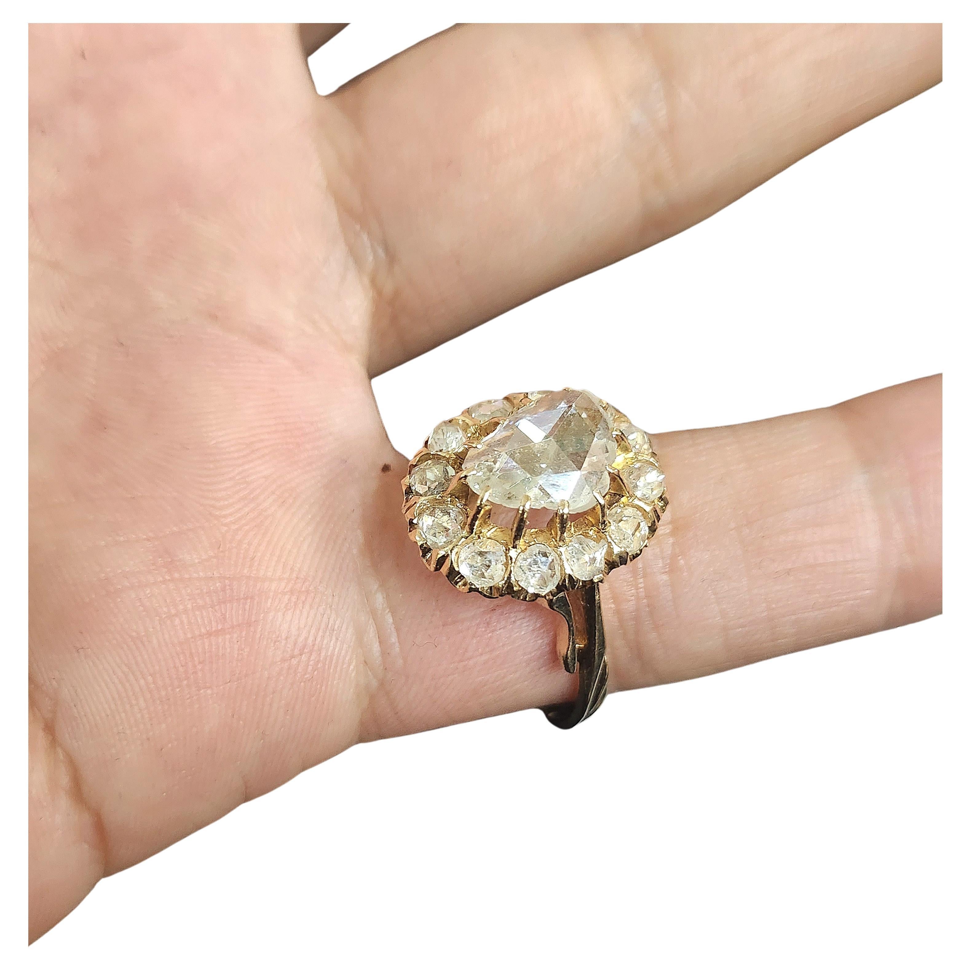 Rose Cut Diamond Solitare Gold Ring For Sale 2
