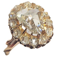 Retro Rose Cut Diamond Solitare Gold Ring