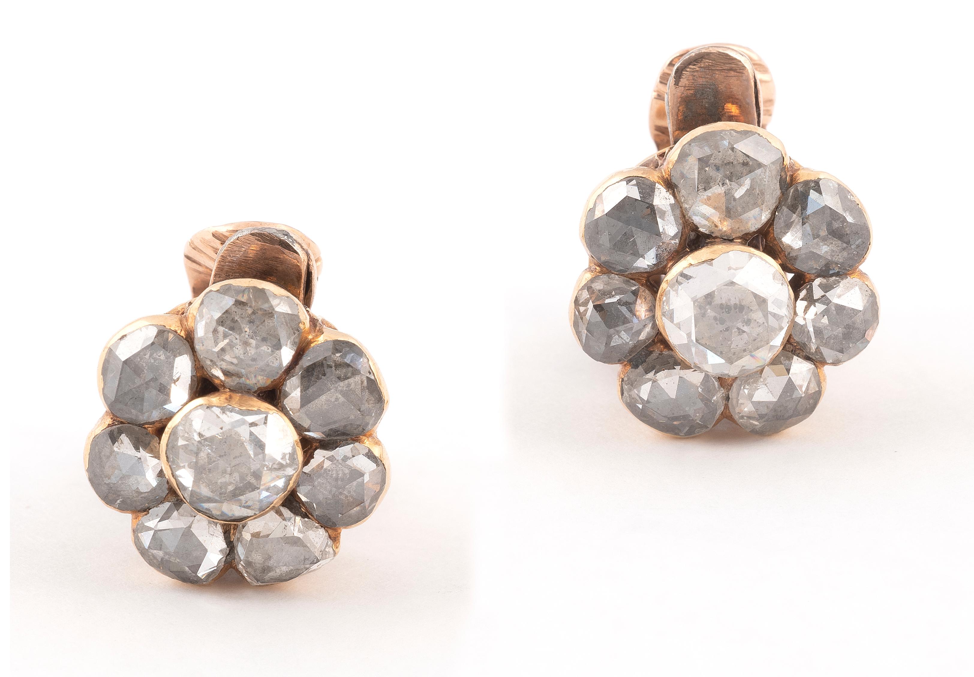 Napoleon III Rose-cut Diamond Stud Earrings