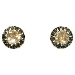 Rose Cut Diamond Studs Earrings Made In 18K Yellow Gold