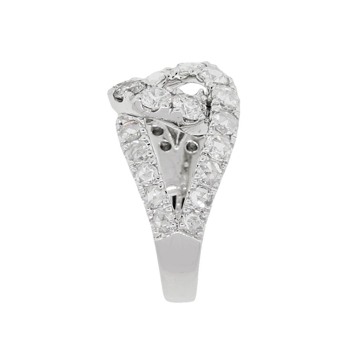 Rose Cut Diamond Swirl Ring In Excellent Condition In Boca Raton, FL