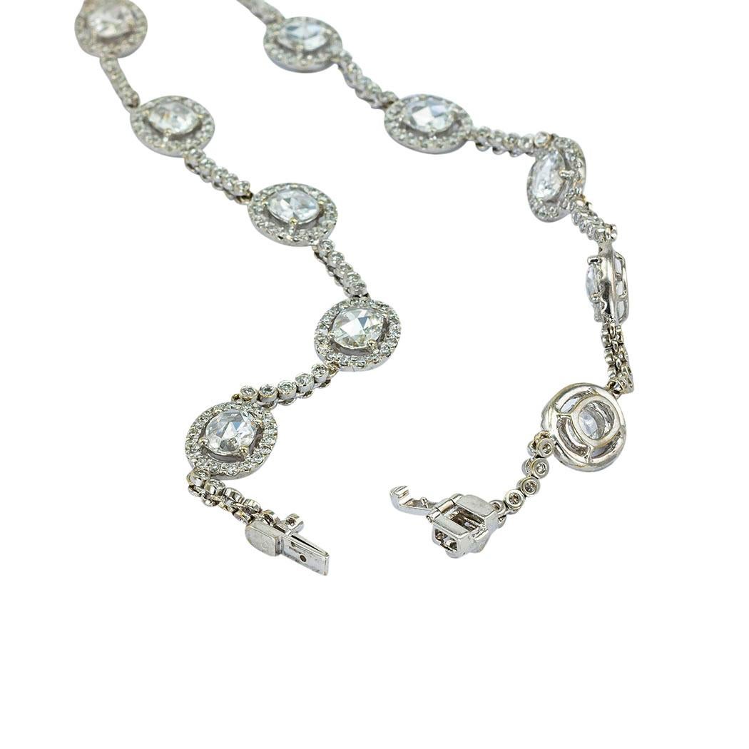 Women's or Men's Rose Cut Diamond White Gold Estate Necklace For Sale