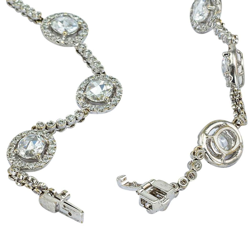 Rose Cut Diamond White Gold Estate Necklace For Sale 1