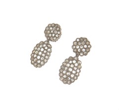 Vintage Diamond 14K White Gold Grain Setting Drop Earring