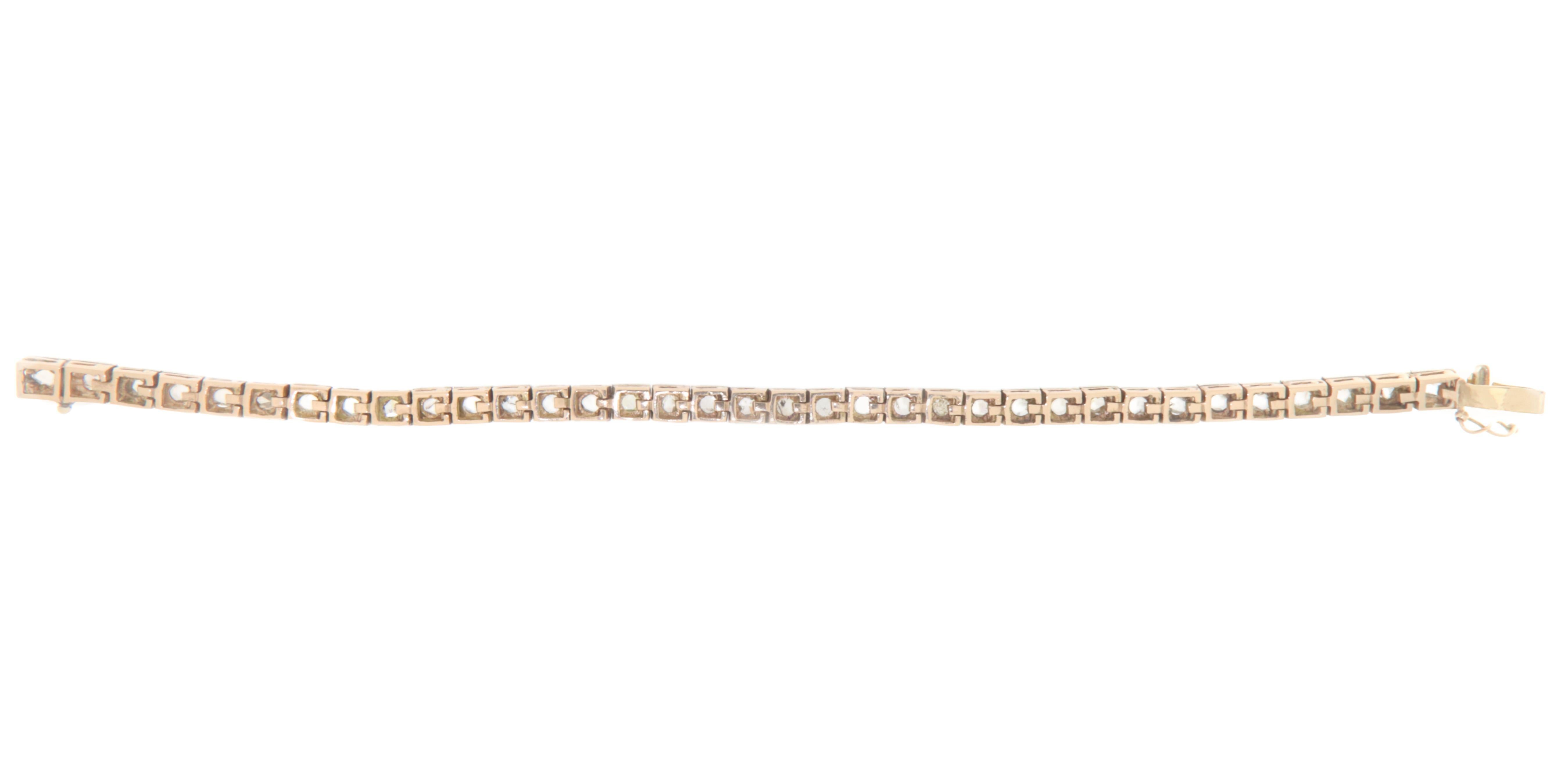 Rose Cut Diamonds 14 Karat Yellow Gold Cuff Bracelet In New Condition For Sale In Marcianise, IT