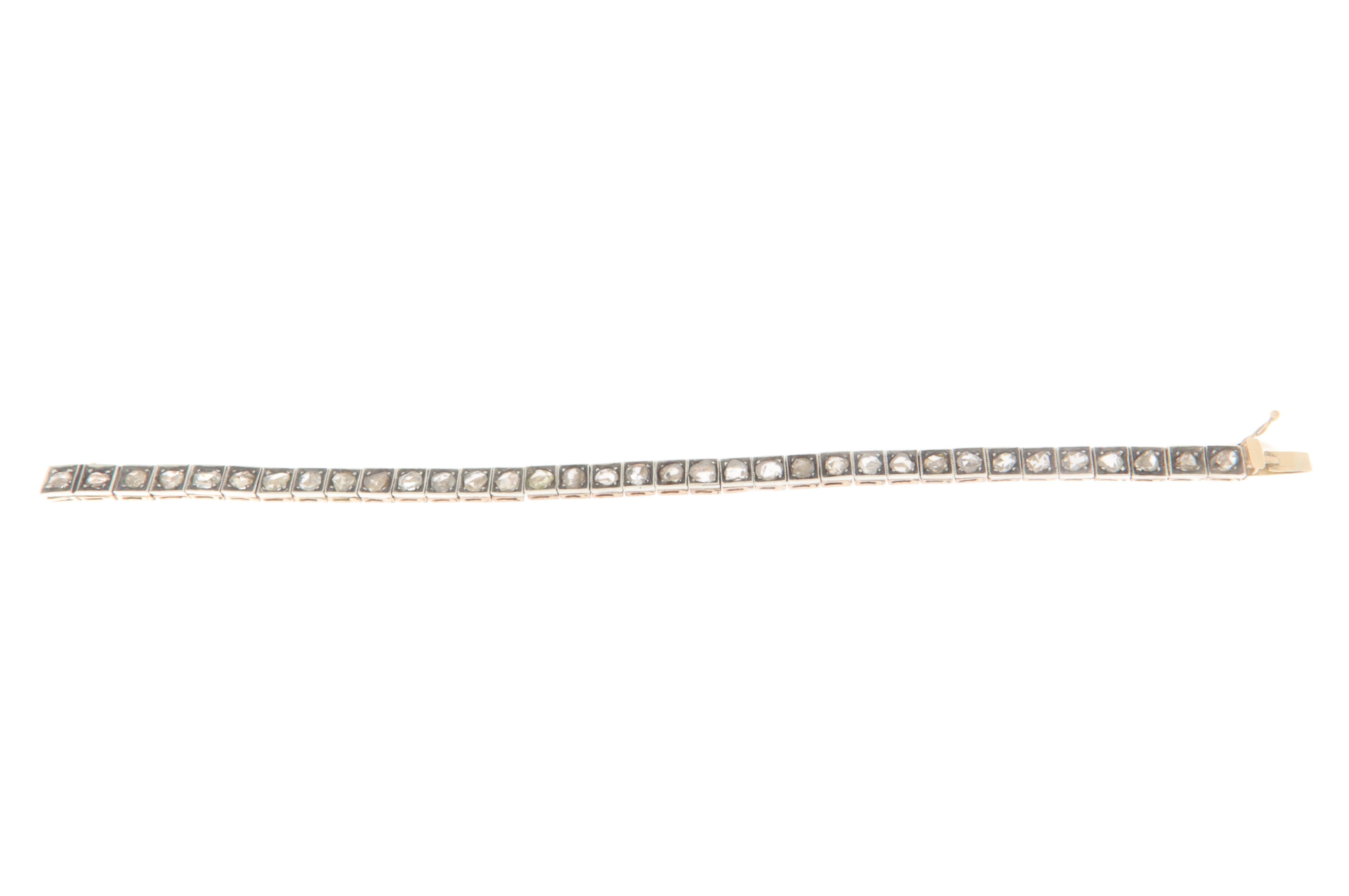 Rose Cut Diamonds 14 Karat Yellow Gold Cuff Bracelet For Sale 1
