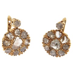 Rose Cut Diamonds 14 Karat Yellow Gold Stud Earrings Rose Cut Diamonds 14 Karat Yellow Gold Stud Earrings