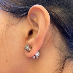 Rose Cut Diamonds Ball Earrings Made In 18k Gold & Silver