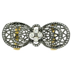 Rose Cut Diamonds Bow Shaped Knuckle Ring Adorned with Pave Diamonds