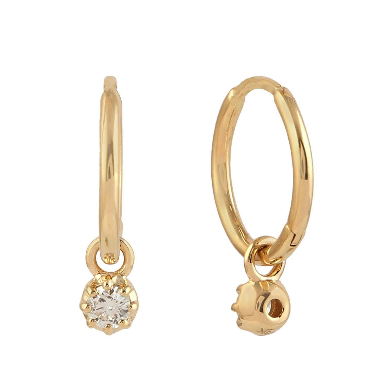 Rose Cut Diamanten Hoop Ohrringe In 18k Gelbgold gemacht (Zeitgenössisch)
