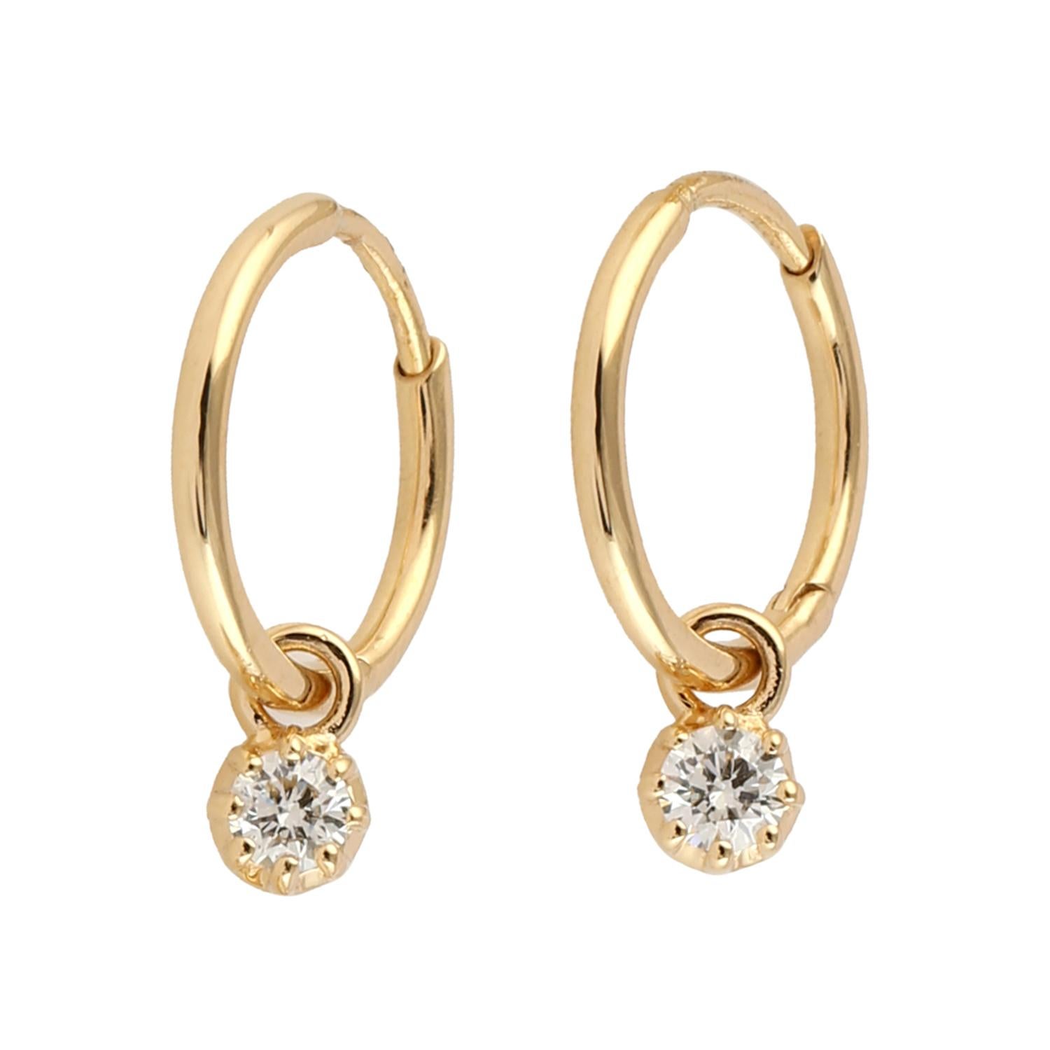 Rose Cut Diamanten Hoop Ohrringe In 18k Gelbgold gemacht im Zustand „Neu“ in New York, NY