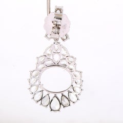 Rose Cut Diamonds & Ruby Dangle Earrings Made In 18K White Gold