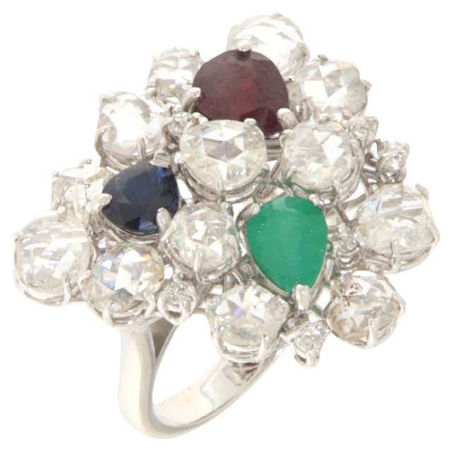 Multi Stone 18K Rose Gold Diamond, Emeralds, Sapphires and Rubies ...