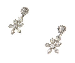 Rose Cut Diamonds White Gold 18 Karat Dangle Earrings